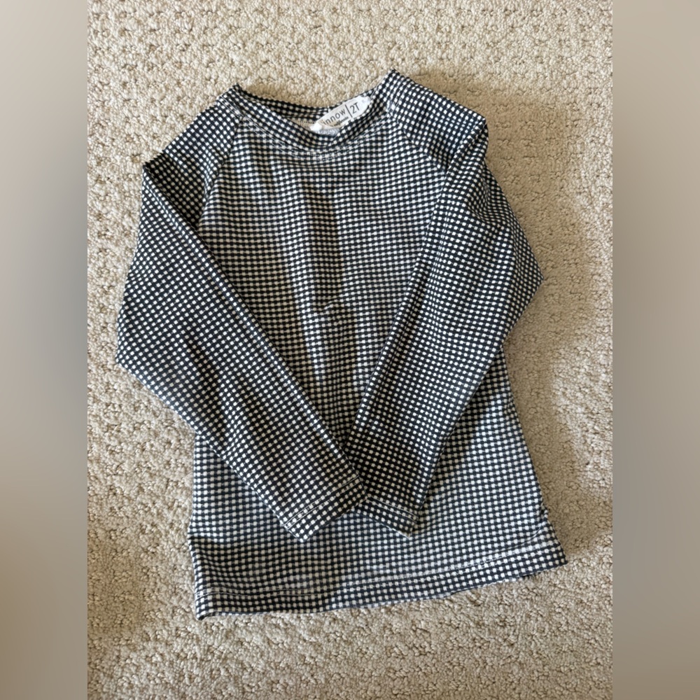 Minnow 2t Checkered rashguard Top for Kids - Black & White